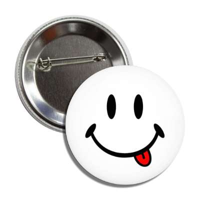 white smile face with tongue button