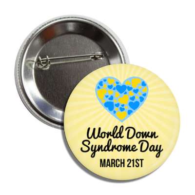 world down syndrome day march 21st yellow blue hearts button
