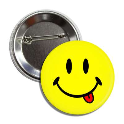 yellow smile face with tongue button