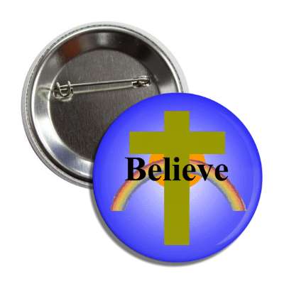 believe rainbow cross blue button