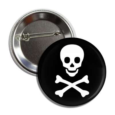 skull and crossbones symbol black white button